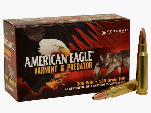 Federal American Eagle Varmint & Predator .308 Win. 130GR JHP 40 cartridges