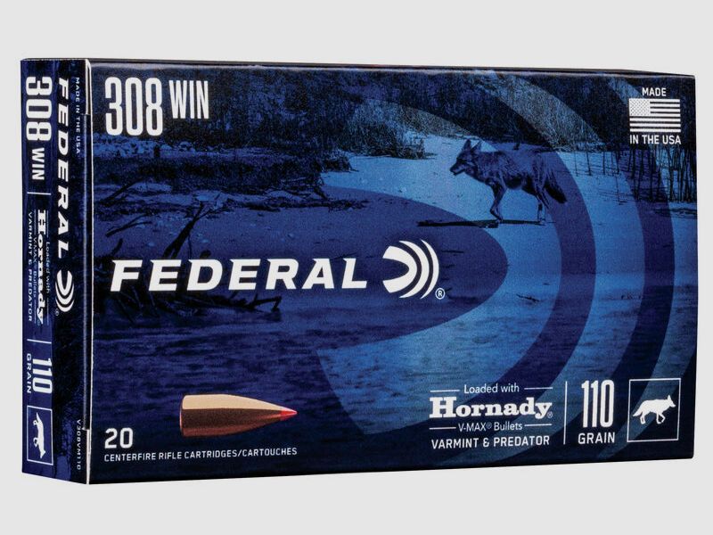 Federal Varmint & Predator .308 Win. 110GR Hornady V-Max 20 patronen