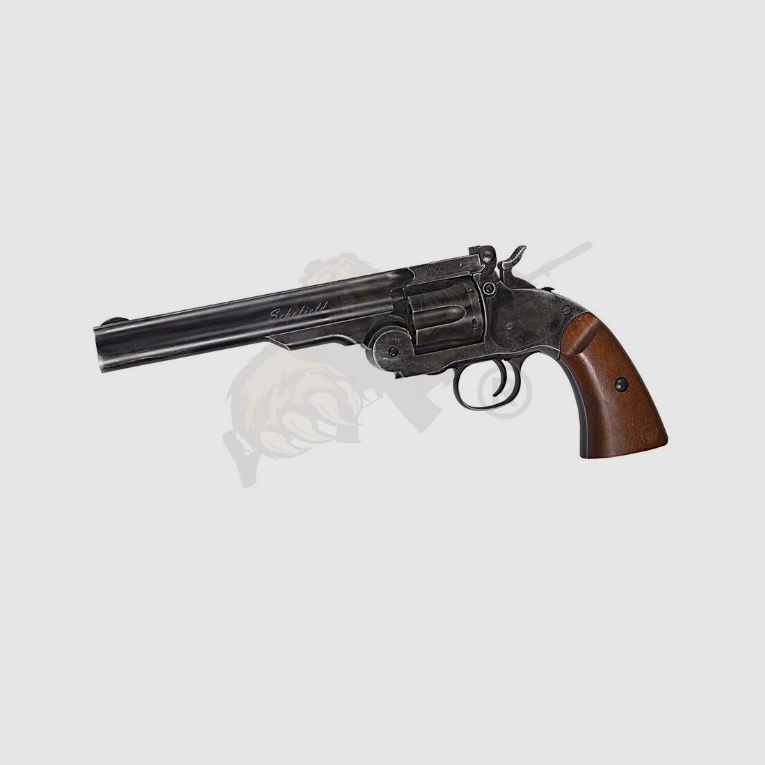 Schofield 6"- Aging BK & Wooden Grip Airsoft Revolver -F-