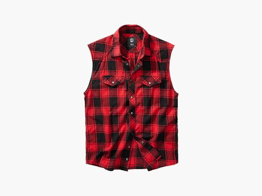 Brandit Brandit Hemd Checkshirt Sleeveless rot schwarz