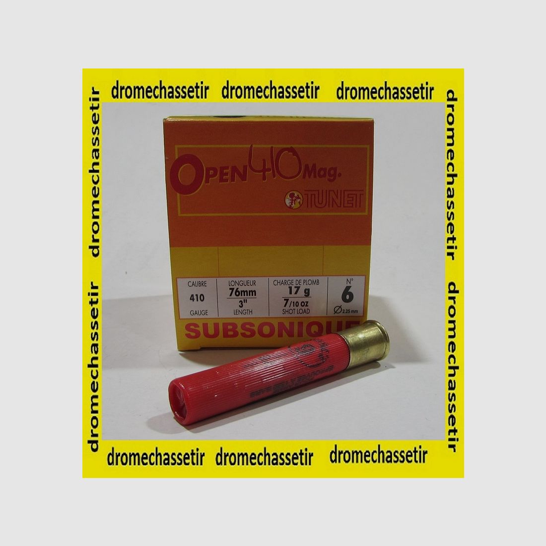 Boite 25 cartouches cal 410 tunet subsonique plomb 6