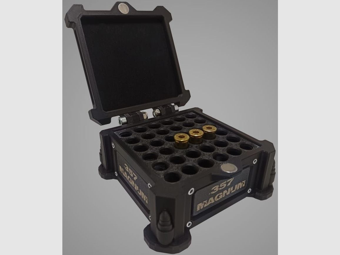 3D-Printed Precision Ammo Box, Cartridge Box, AmmoBox .357 Magnum