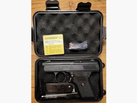 Reck Perfecta Mod. FBI 8000 PTB 387/2 Set da collezione non sparato + cartucce di gas CS
