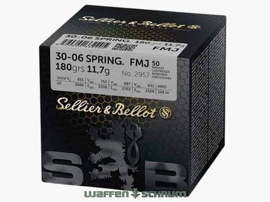 Sellier & Bellot Full Metal Jacket 11.7g - 180gr .30-06Spring 50 Pack