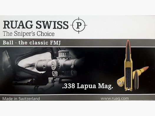 Ruag Suisse Le choix du tireur .338 Lapua Mag. 251 gr - 20 pcs.
