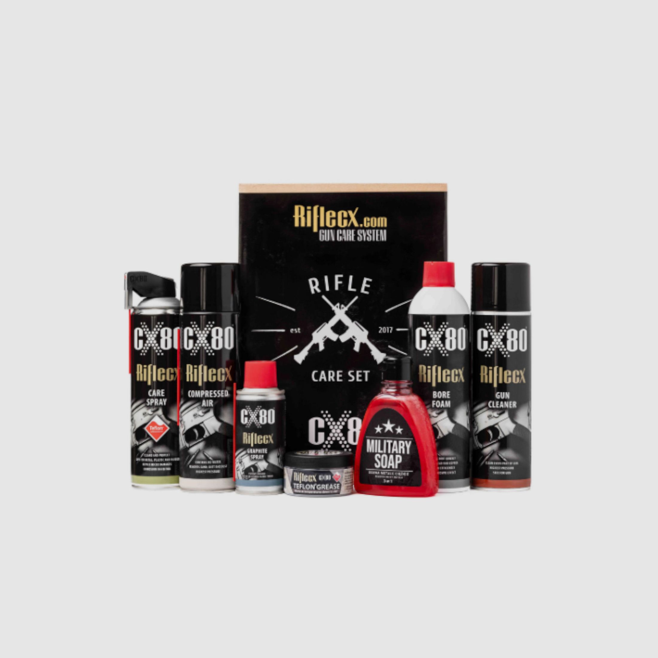 RIFLECX CX80 SET KOMPLETT ZUR REINIGUNG VON GEWEHREN UND BÜCHSEN (RX000019)