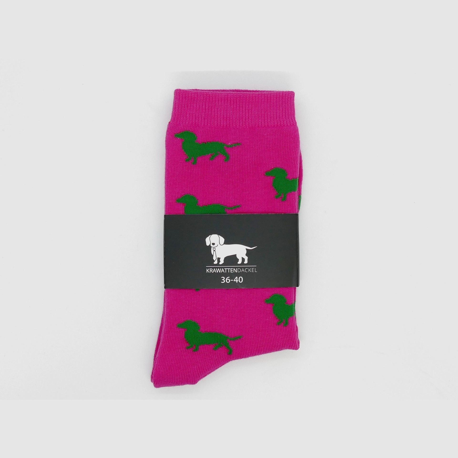 Krawattendackel Socken pink Dackel grün Größe 36-40 Damenstrümpfe