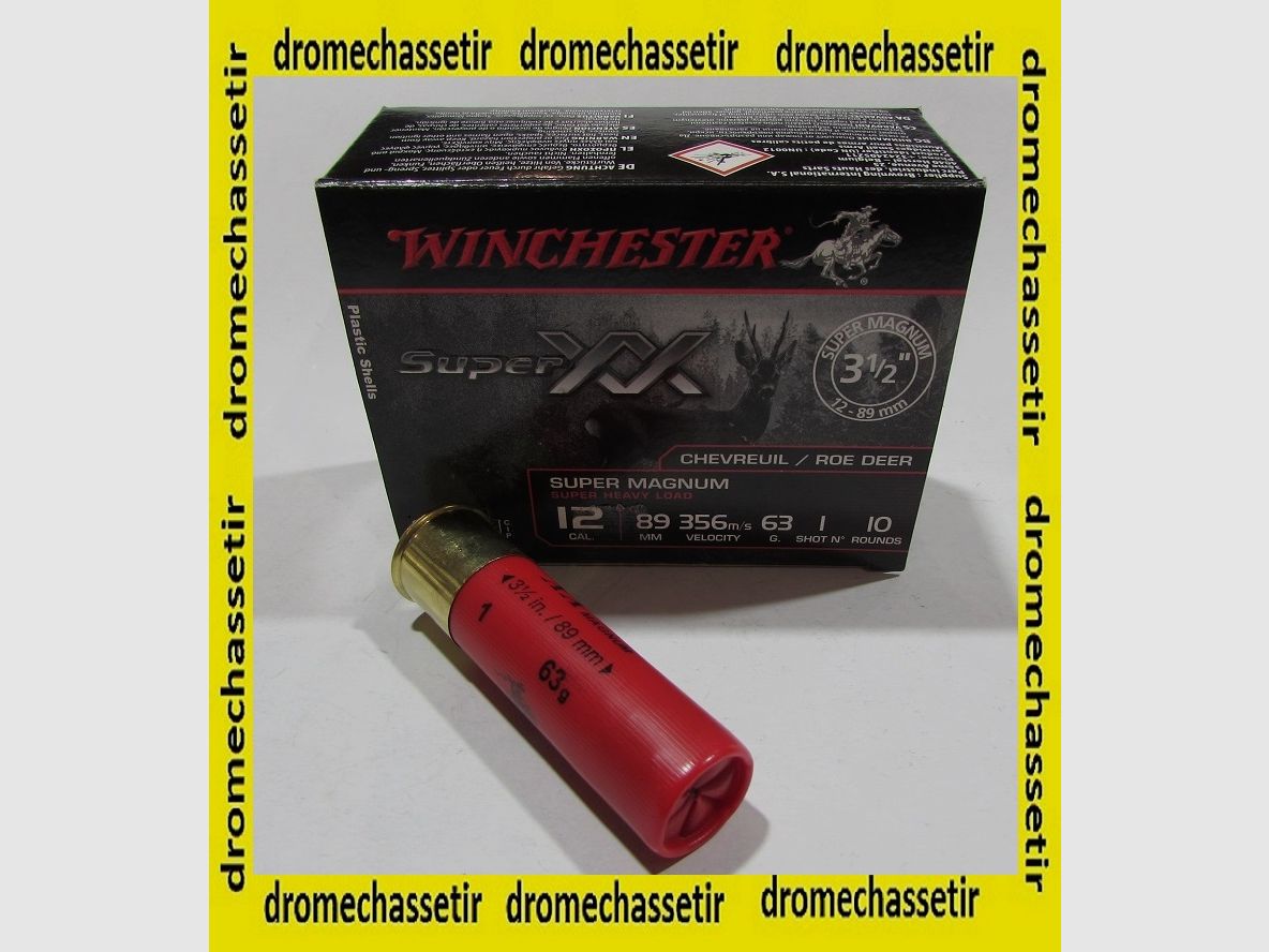 Box mit 10 Patronen Winchester XX Super Magnum Kal. 12/89, Gummiwad, 63 Gramm Diabolos 1