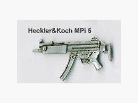 HK MP 5 mit Teleskopschaft als Metall-Anstecker
