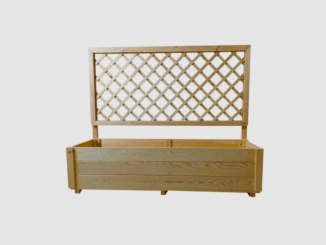 Carré potager rectangulaire en bois de sapin avec treillis 104 cm - 98x34x104 cm, image 7 sur 16