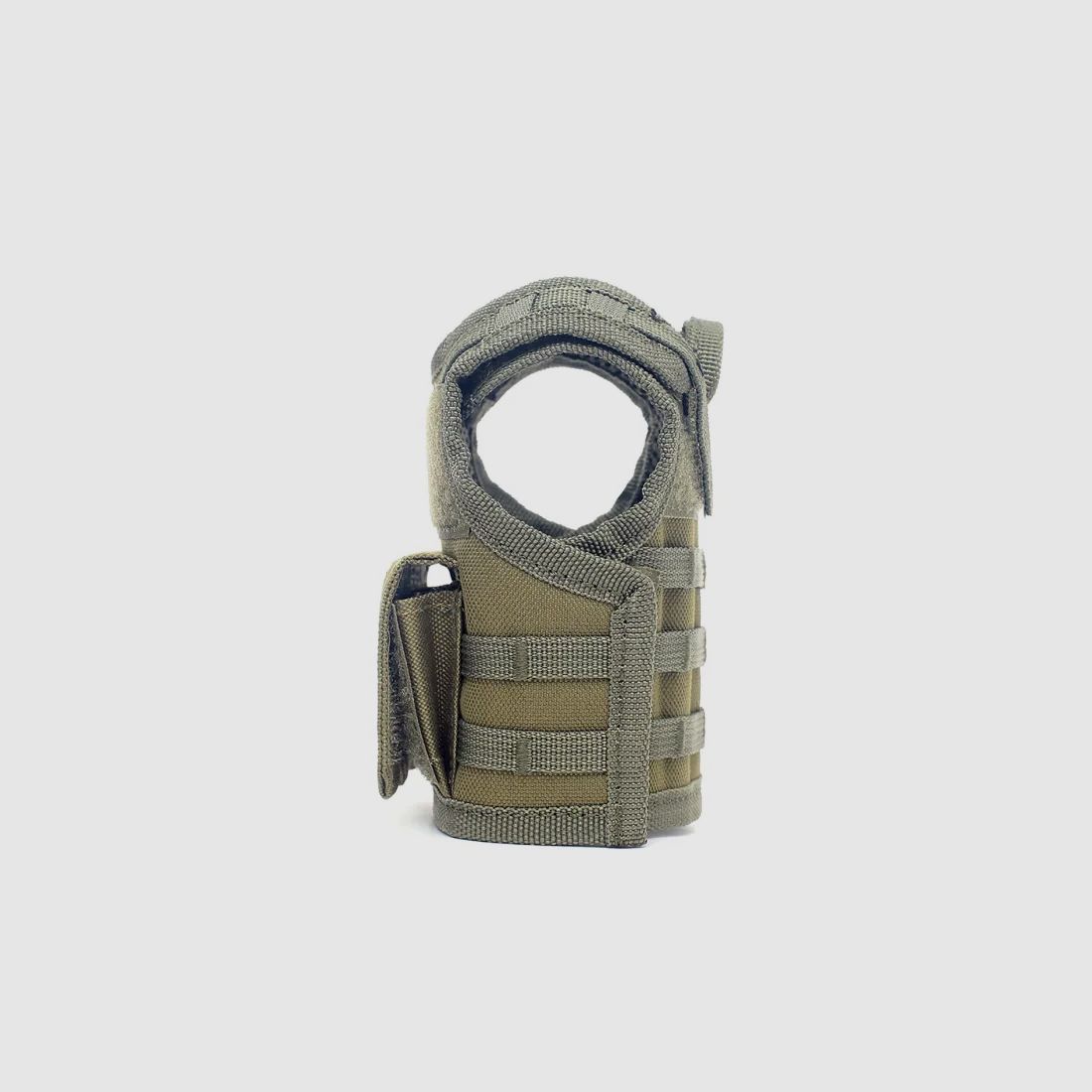 Mini Tactical Schutzweste mit Fronttaschen für Bierflasche / Weinflasche / Thermosflasche - Oliv