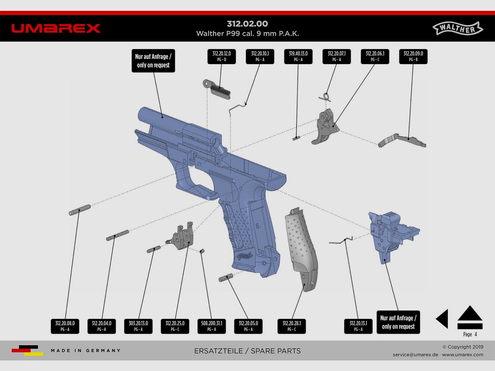 Ersatzteil Umarex Ref. 310.400.03.1 Rückholfeder Walther P99, Bild 2 von 6