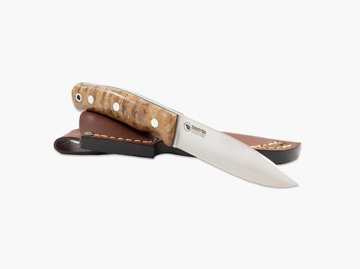 Couteau de poche suédois Casström No.10, bouleau stabilisé, inoxydable, étui en cuir