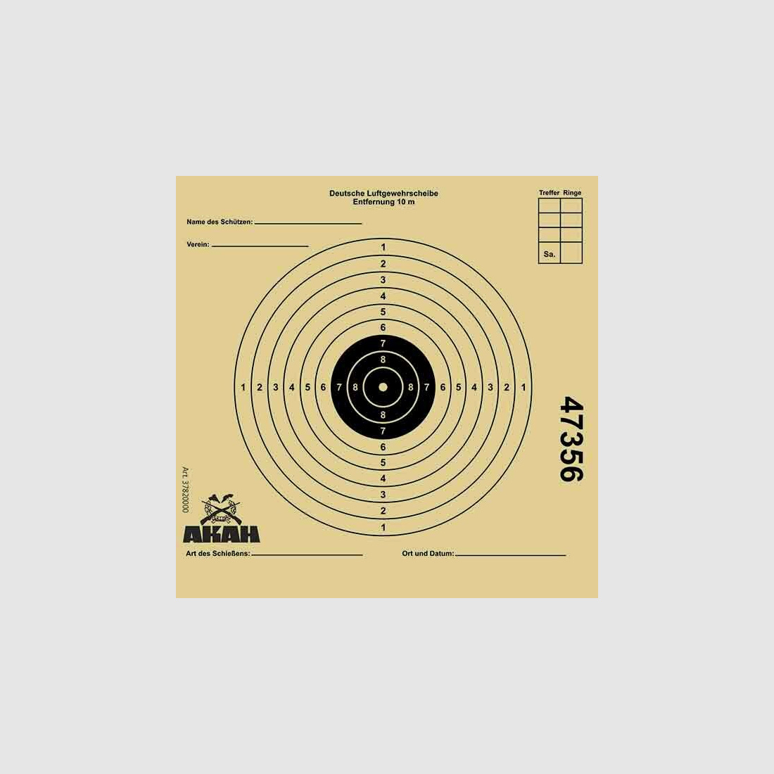 AKAH Luftgewehr-Scheibe 12x12 cm mit 10 Ringen