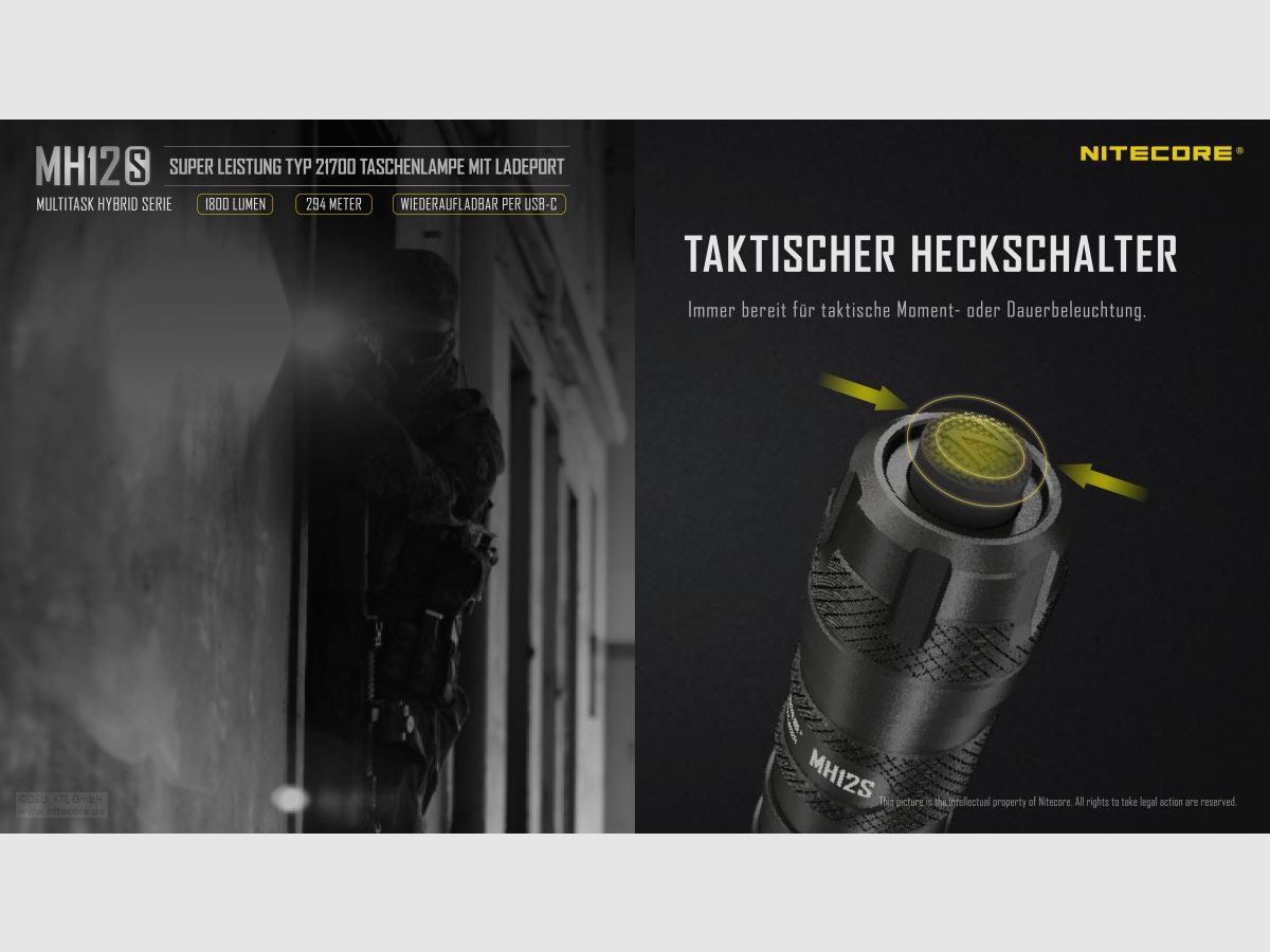 Nitecore MH12S Taschenlampe 1800 Lumen