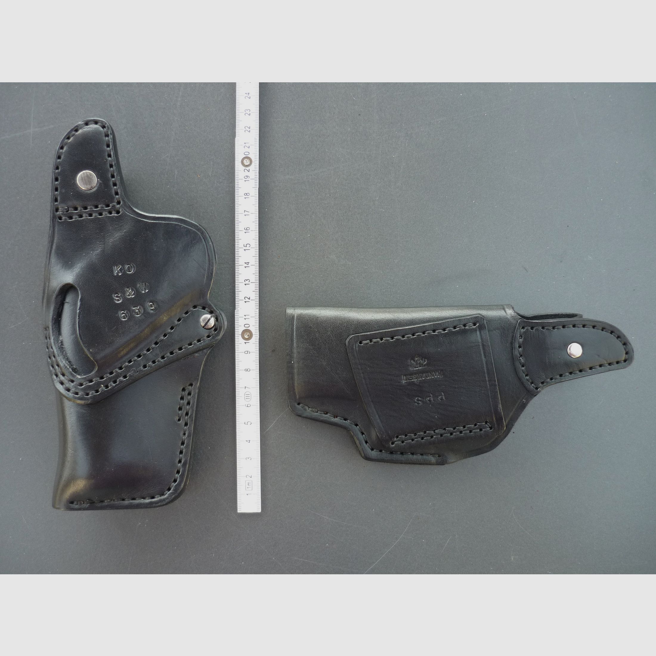 HKDesign Holster  Art. Nr.  002 : Einfachholster mit Snapverschluß  -  für:  S&W 639 bzw. PP8-  für Rechtshänder