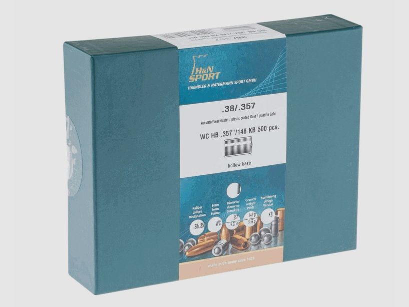 Ogivas HN 38 Wad Cutter doradas 148 Grains (.357) por 500, imagen 2 de 2