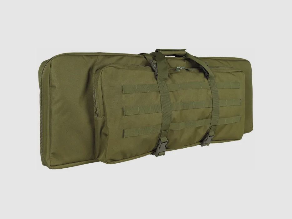 Rifle bag for 2 long guns up to 95cm, olive, with partition and backpack straps