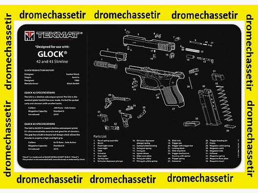 Tapis de nettoyage neoprene decor Pistolet GLOCK 42-43