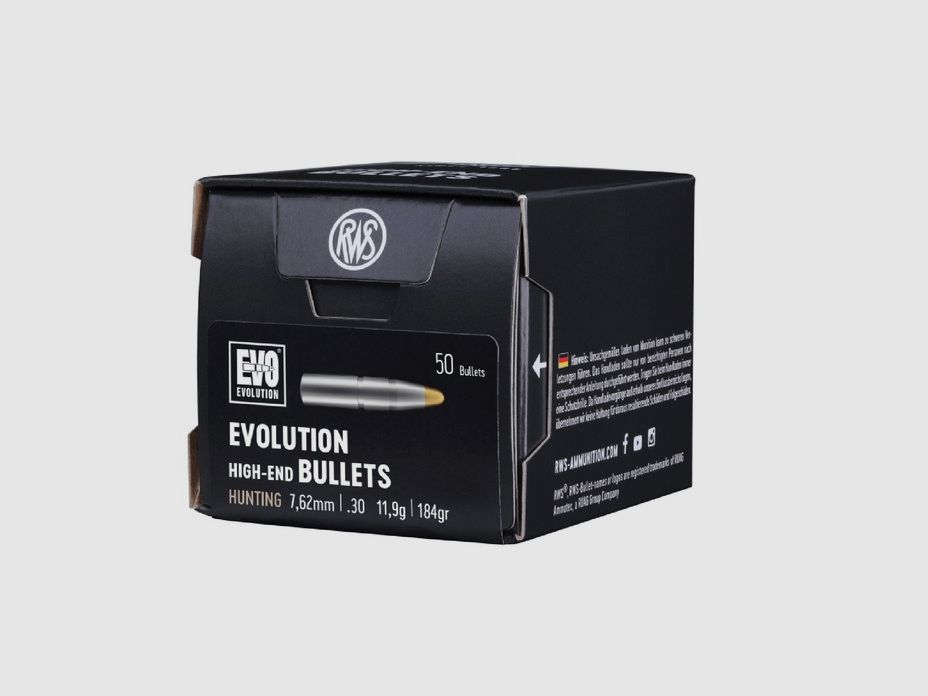 RWS Projectiles EVOLUTION .30/7,62mm 11,9g/184gr – 50 pièces