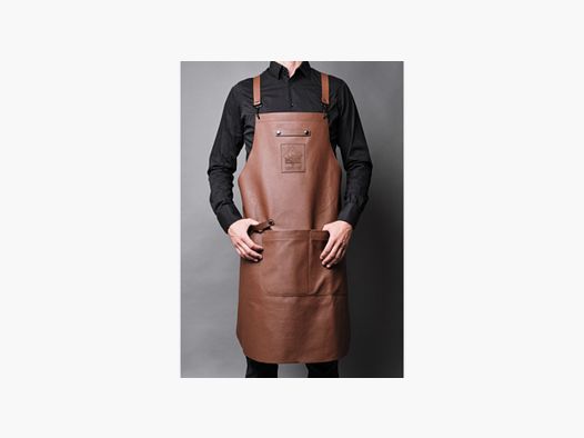 Kook- & Grillschort, duurzaam en robuust van rundleer kleur cognac