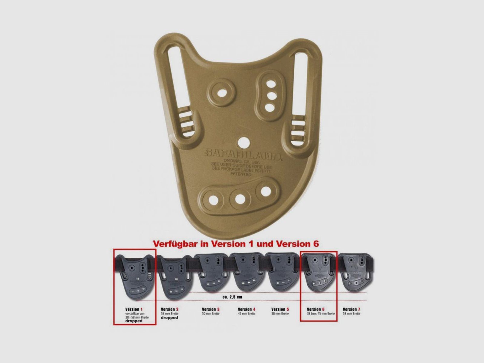 SAFARILAND Gürtelschlaufe Modell 567BL FDE brown Version 1 dropped = verstellbar von 38 - 58 mm Breite