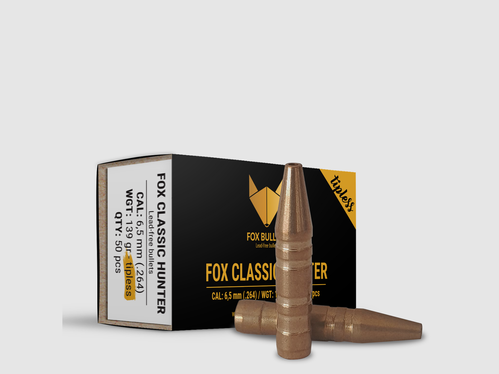 Fox Bullets Classic Hunter Tipless .264 9,0 g / 139 gr bleifreie Geschosse – 50 Stück