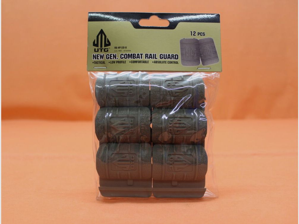 UTG - Leapers UTG Picatinny Rail Cover (RB-HP12D-B) FDE Low Profile Rubber Rail Guard ca. 5cm lang/ VE 12 Stück