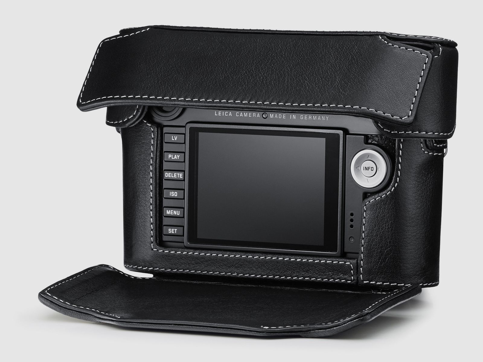 Ready bag with large front part, leather, black