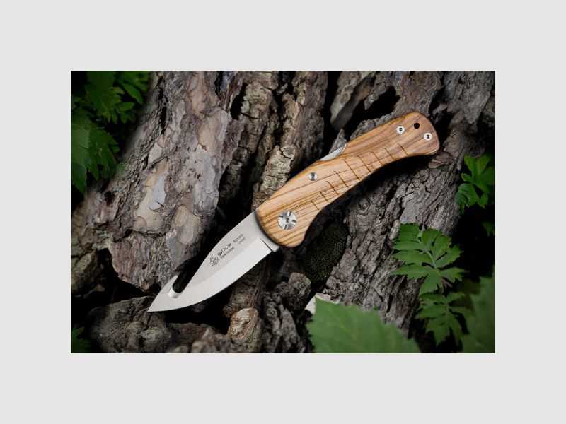 Noż myśliwski PUMA IP z dobrym hakiem, drewno oliwne