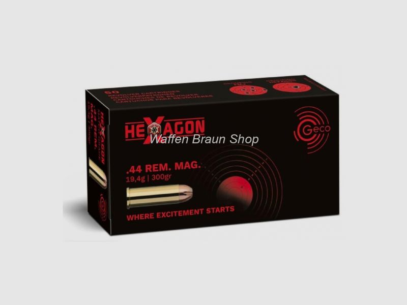Geco Patronen .44 Magnum Hexagon 19,4g 50 Stück