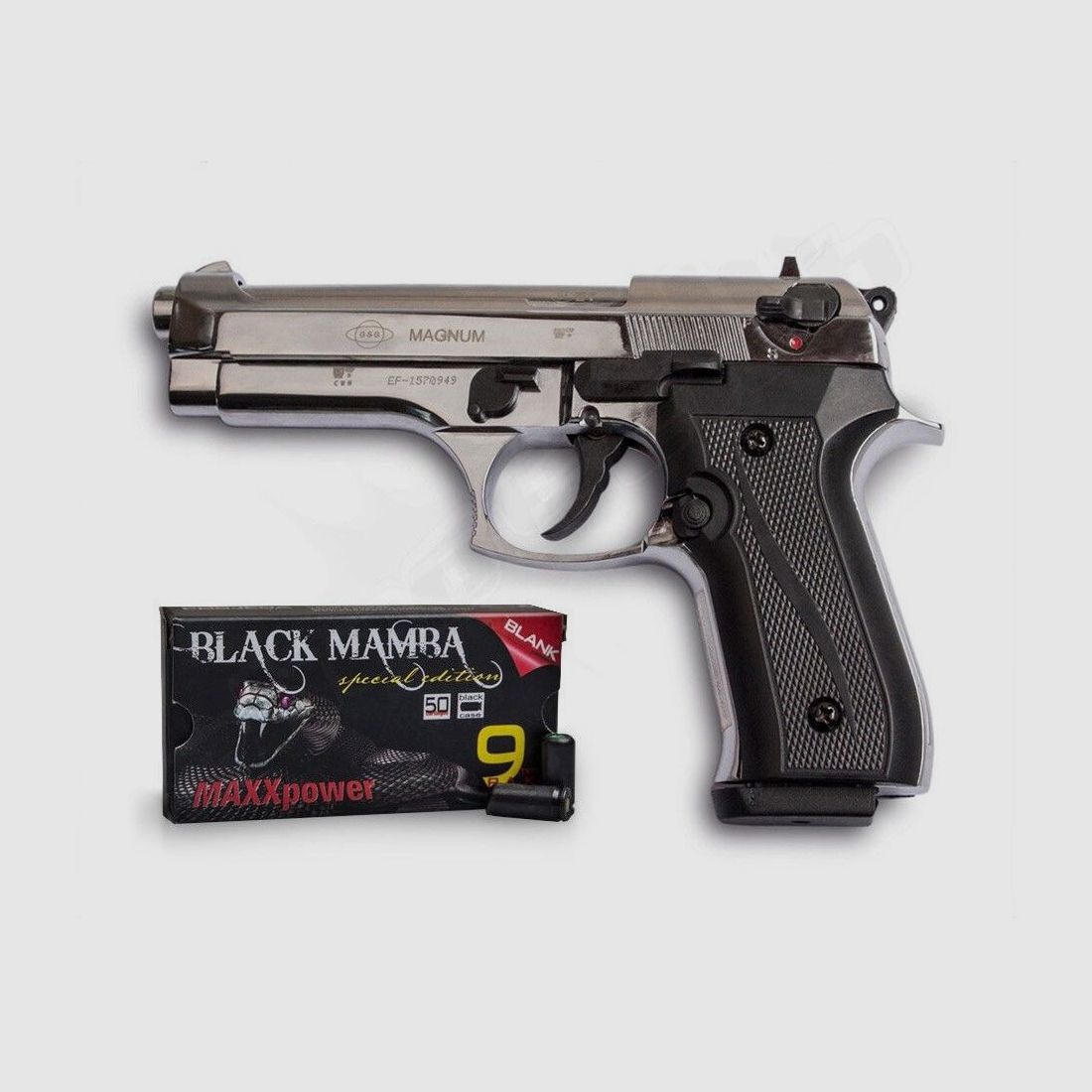 GSG Firat Magnum chrome P.A.K + 50 Black Mamba blank cartridges