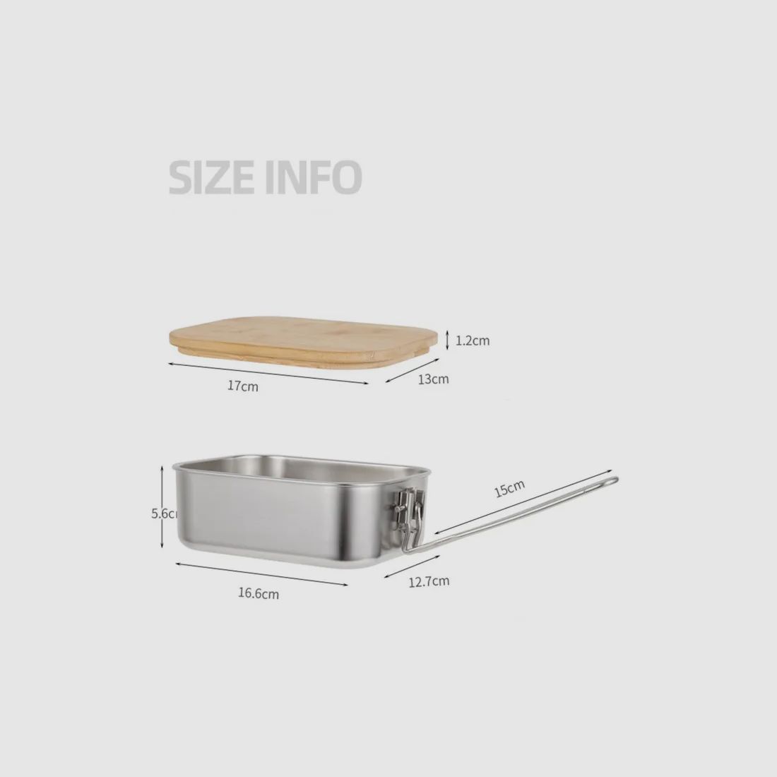 Stainless steel lunch box with bamboo cutting board