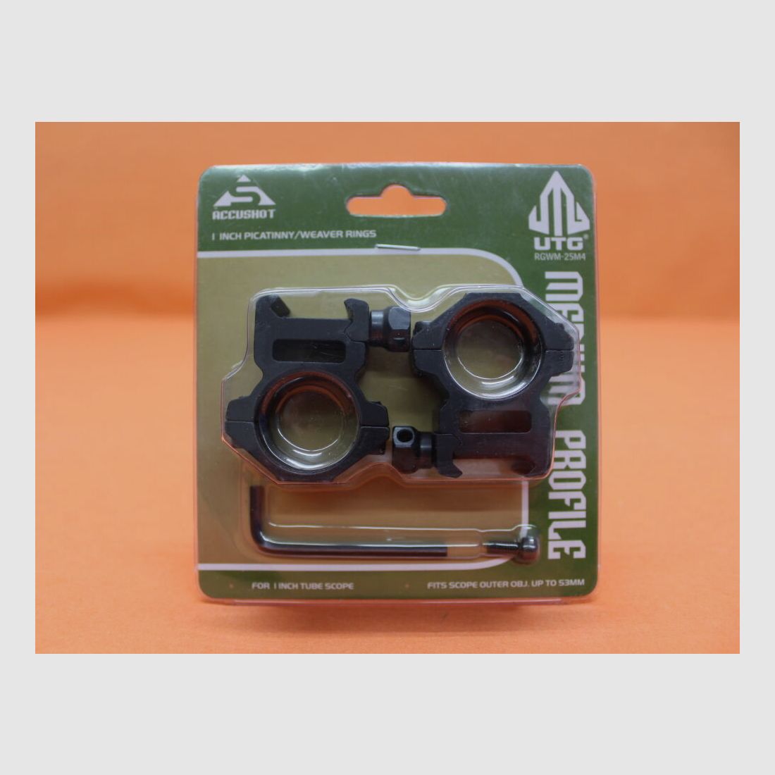 UTG - Leapers UTG Accushot anelli di montaggio 1" Medium (RGWM-25M4) alluminio nero opaco per profilo Picatinny BH=14mm, immagine 2 di 3