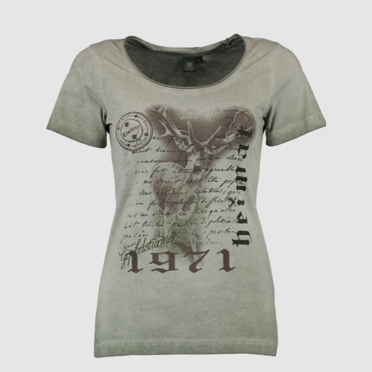 OS TRACHTEN Women's T-Shirt Short Sleeve Round Neck with Deer Print