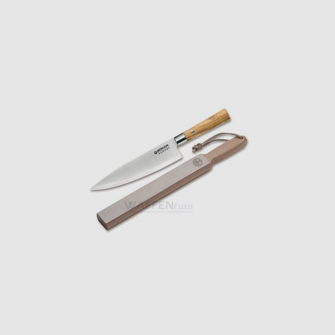 Kochmesser Damast Olive Set