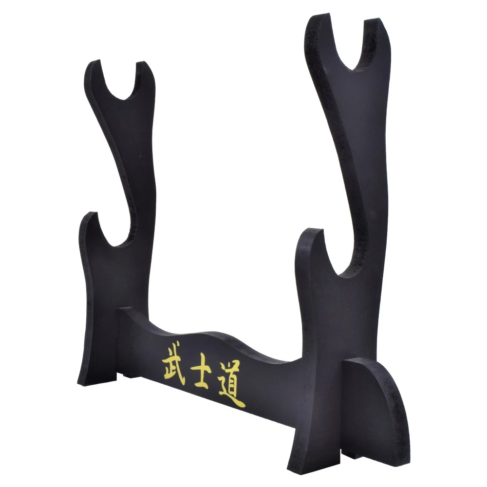 Support pour deux sabres de samouraï, deux katana, inscription dorée Bushido