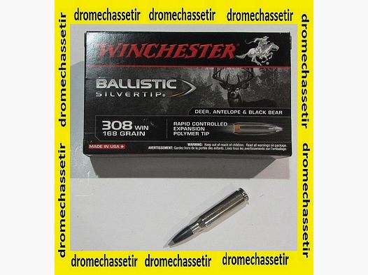 1 boite 20 cartouches , 308 Winchester Ballistic Silvertip 168 grains