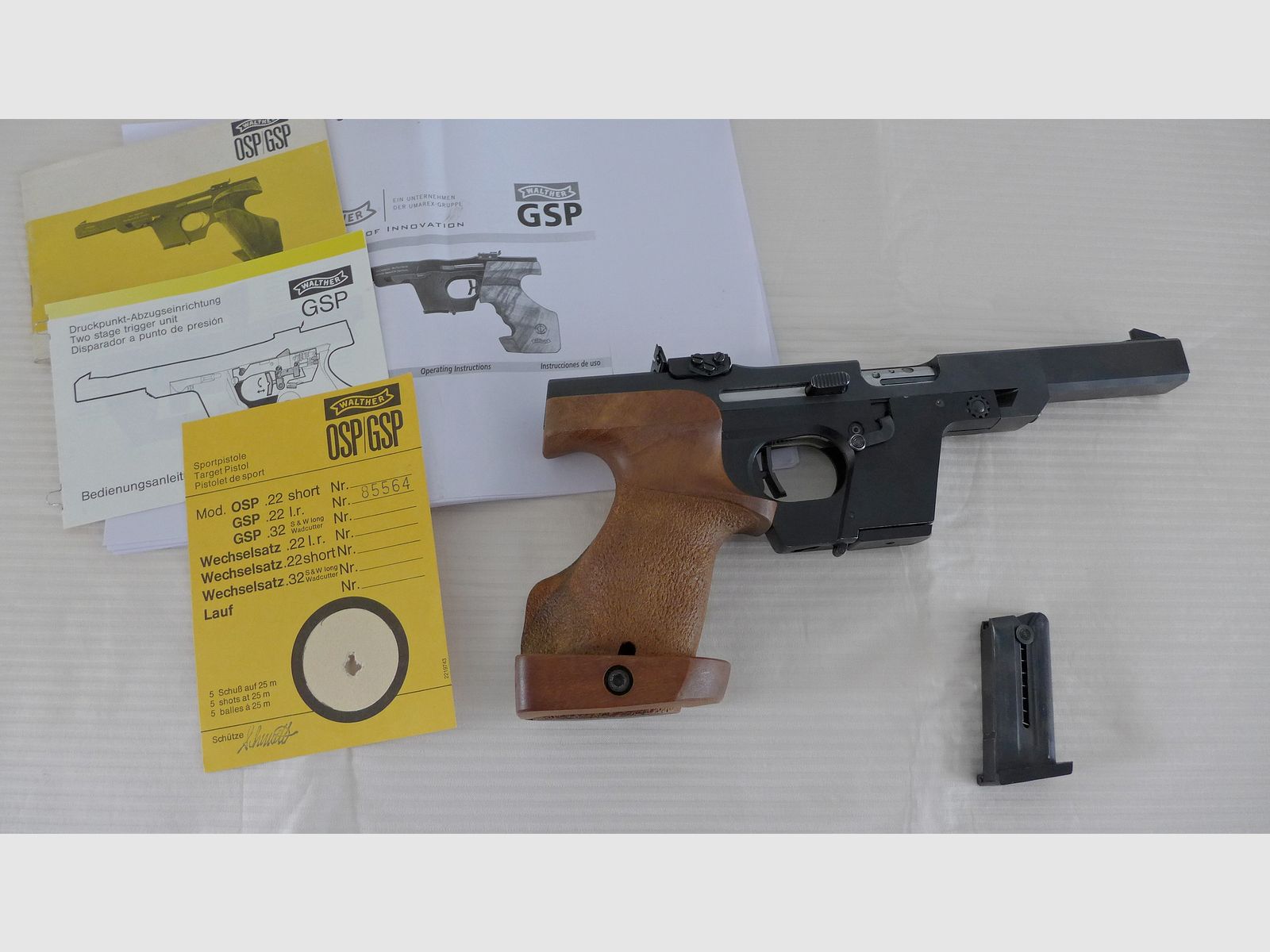 Pistola Walther GSP Cal .22, muy cuidada, en estado impecable (PVP 1899 €)