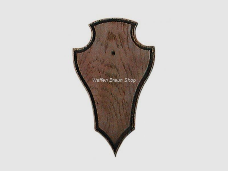 Gehörnbrett für Rehwild, 19X12 cm, spitze Form, ohne Ausfräsung, dunkel