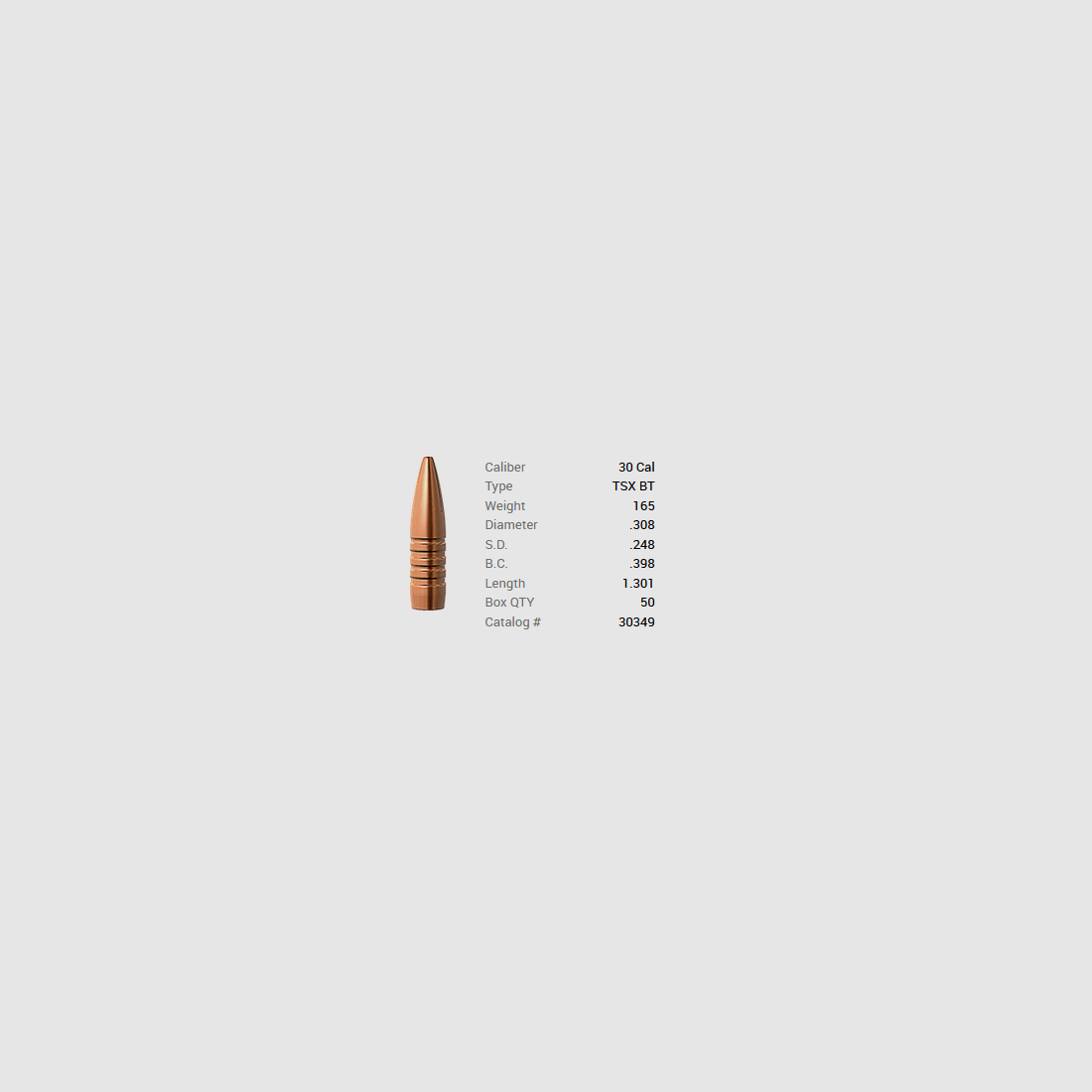 Balle Barnes .30/.308 165GR TSX BT 50 pièces, image 1 sur 13