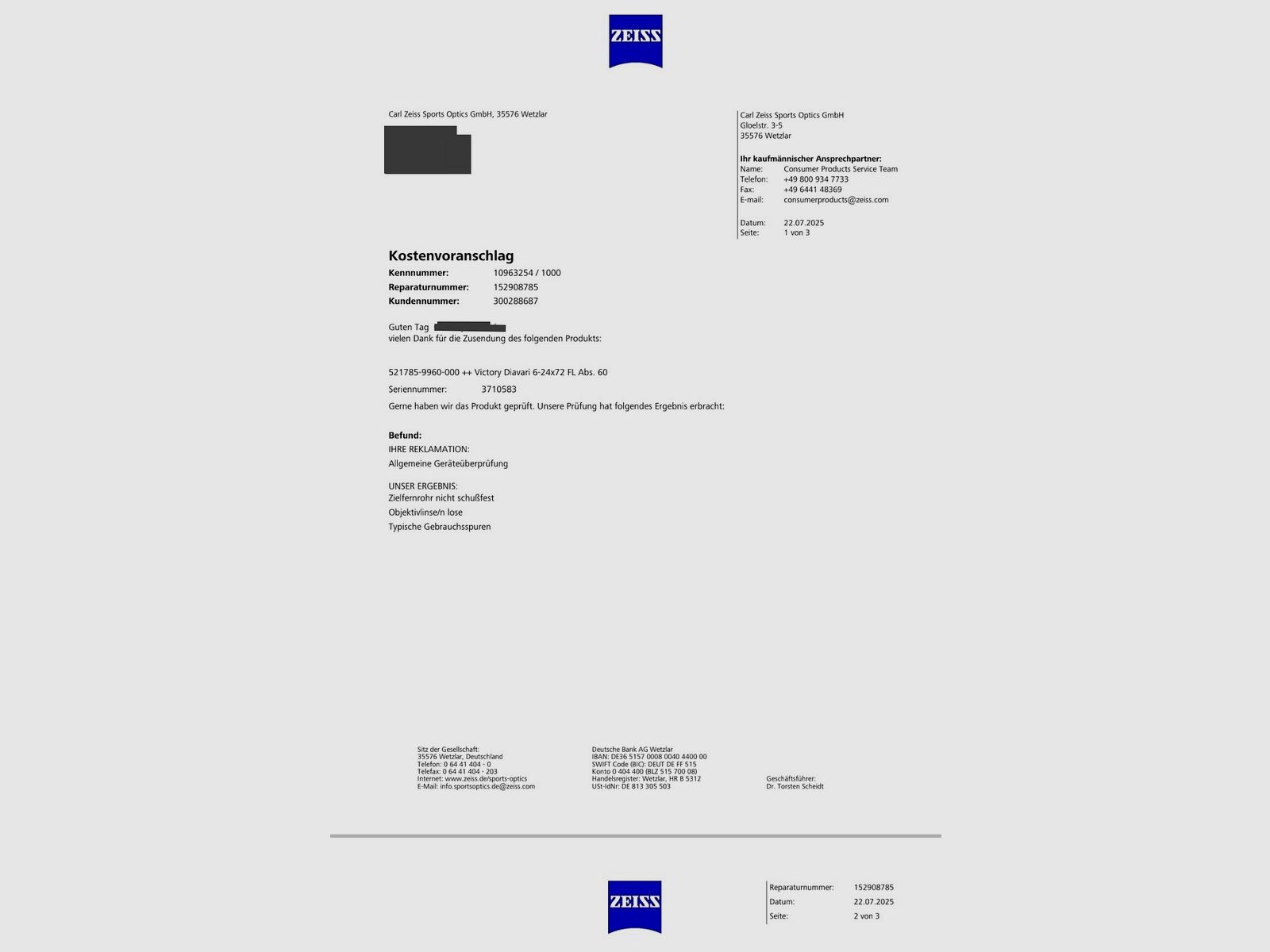 ZEISS VICTORY FL DIAVARI 6-24X72T FL Neu überholt