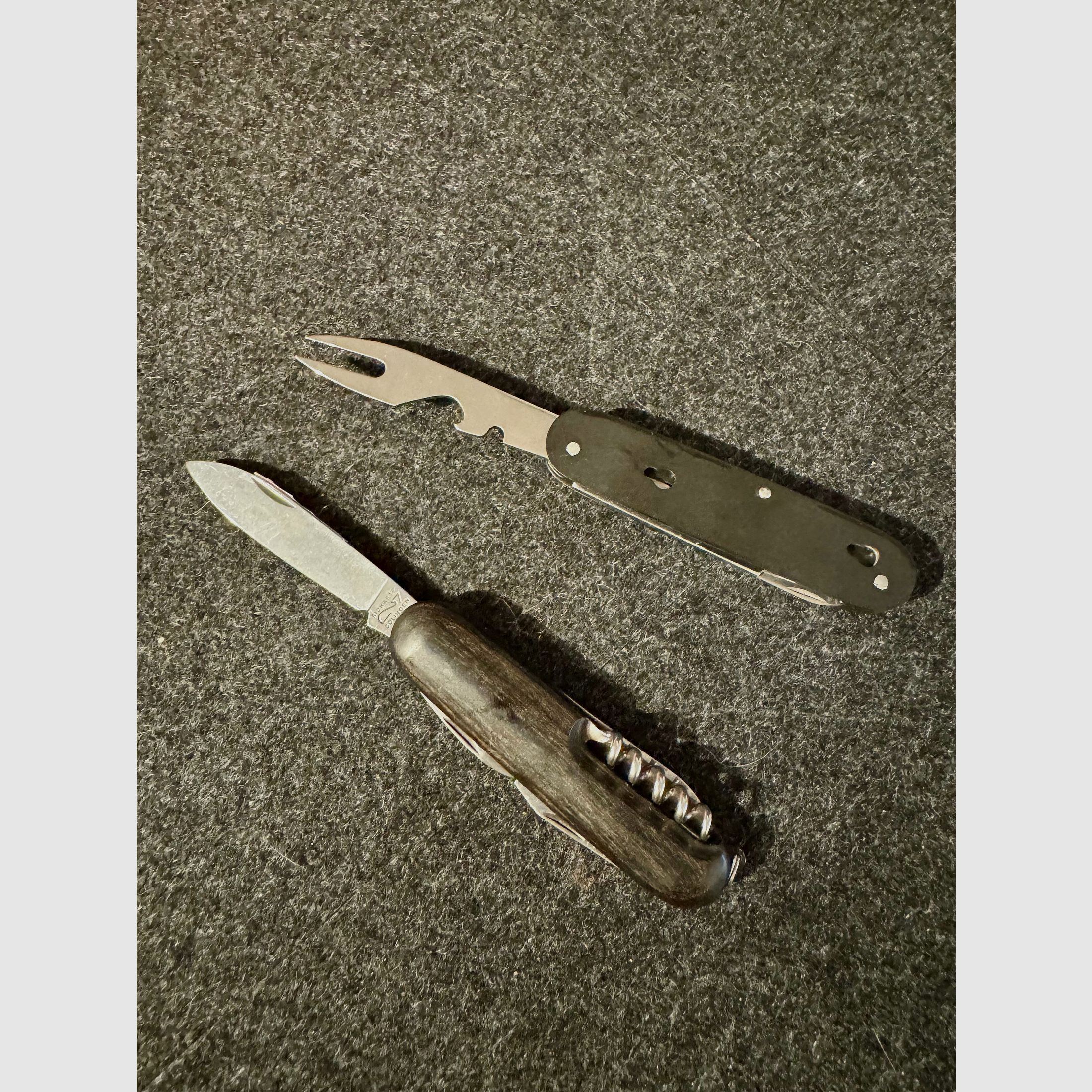 Richartz Solingen, Optima Picknick 7, Holzgriff, Messer und Gabel