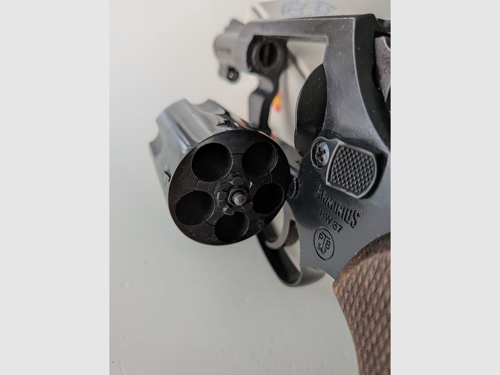 Arminius Weihrauch HW37 ++ Alte PTB 547++ Holzgriffe Schreckschuss Revolver 9mm Knall HW 37