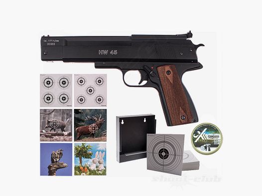 Pistola ad aria Weihrauch HW 45 nel set II 4,5 mm - brunito