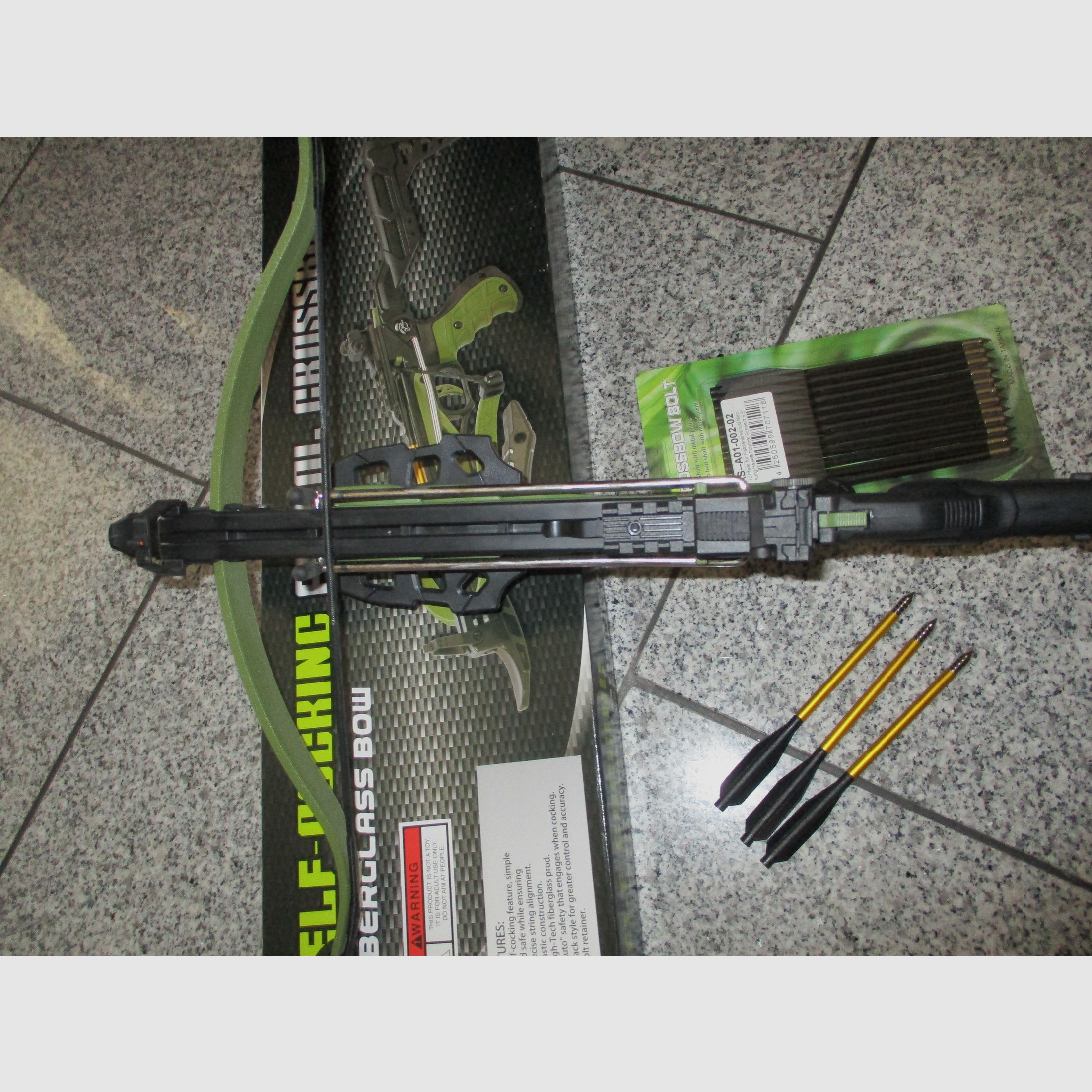 Pistolenarmbrust Man Kung Alligator 2 Oliv 80 lbs  + 12 schwarze Pfeile NEU