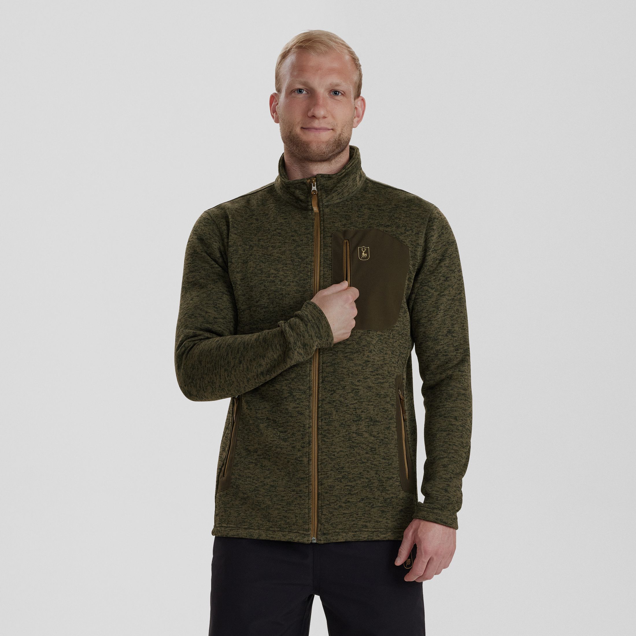 Sarek knitted jacket - Olive Night melange - Size: 3XL