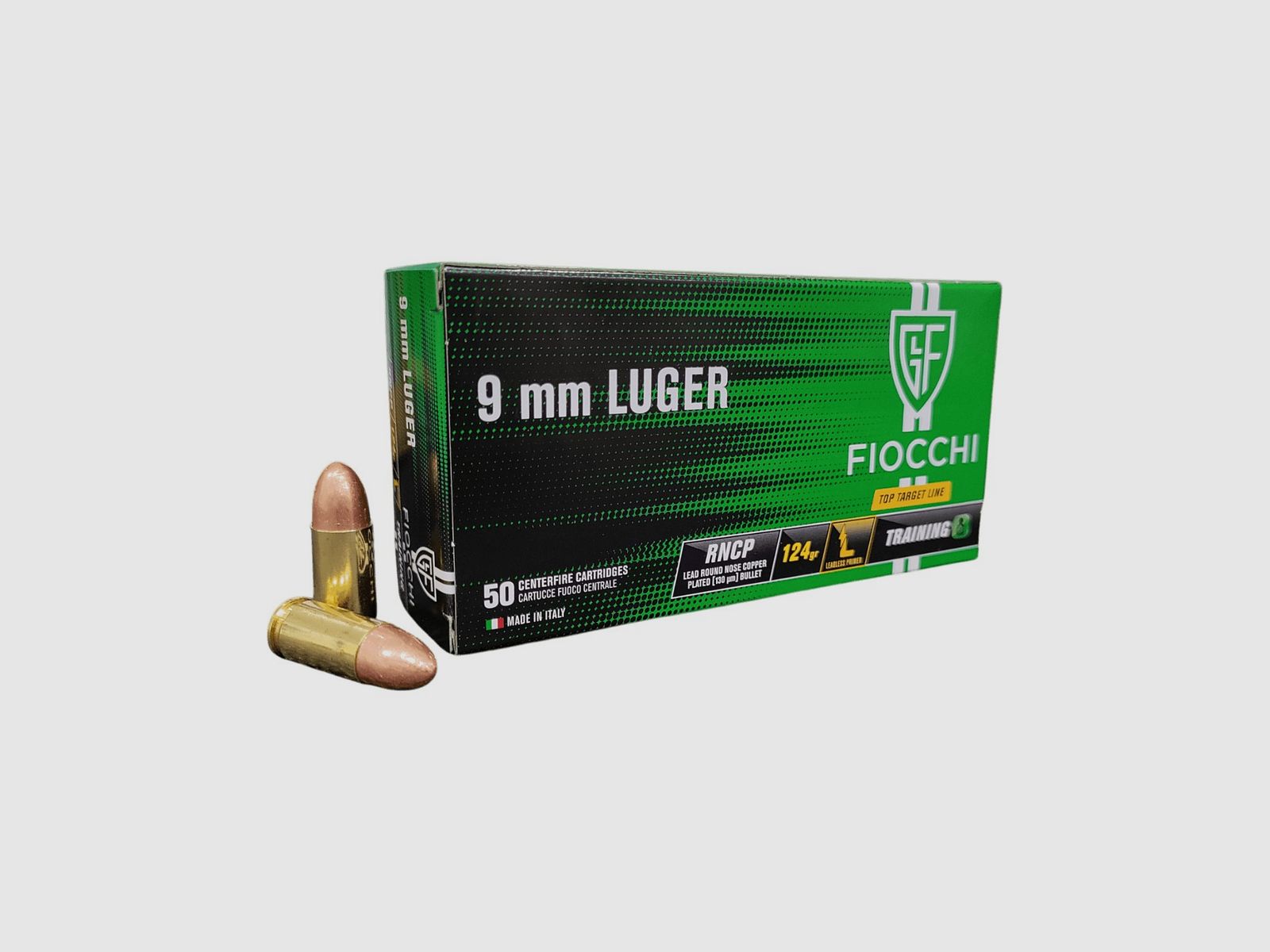 Cartouches Fiocchi cal. 9x19 9 mm Luger RNCP 124 gr, image 1 sur 2