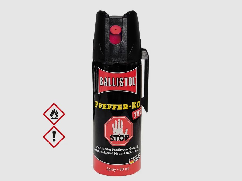 Pfefferspray K.O. JET Direktstrahl – 50ml - 11 % OC / 2,5 Mio. Scoville