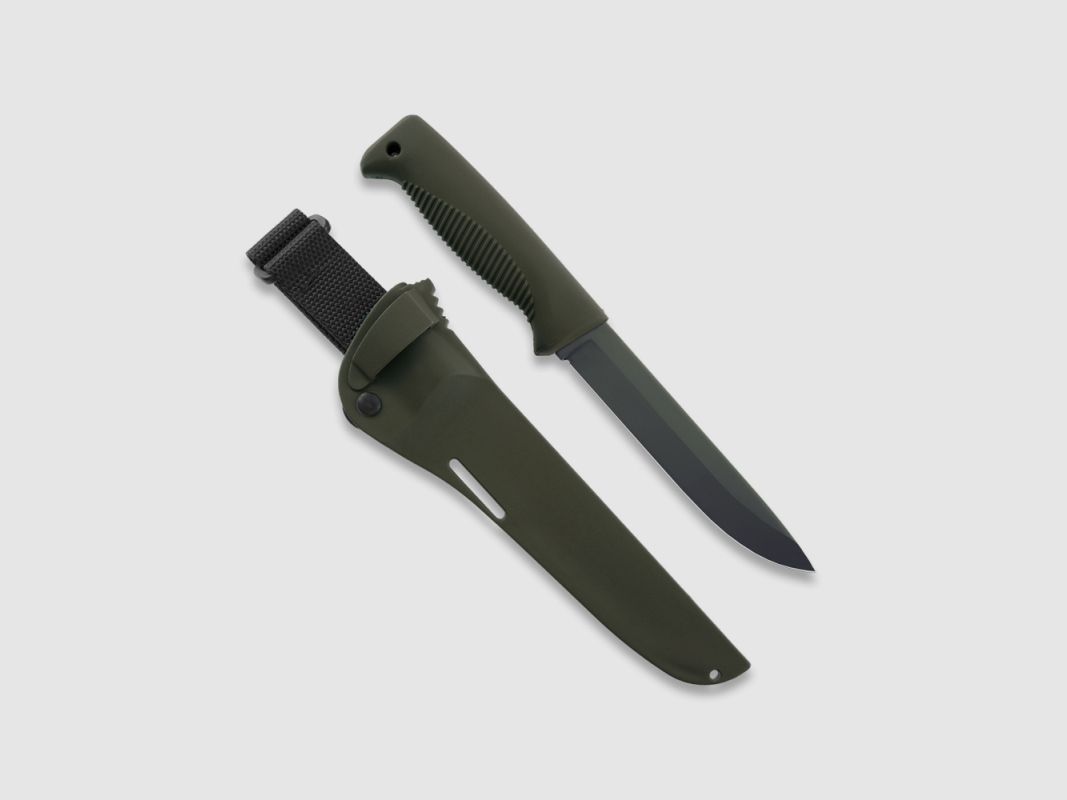 Peltonen Knives M95 Ranger Puukko Sissipuukko FJP142 Cerakote OD Beschichtung Kunststoffscheide grün OD
